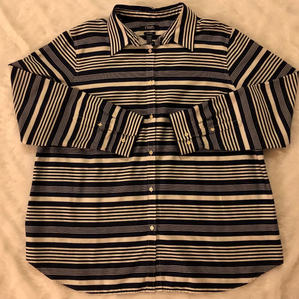 Chaps Blue/White Long Sleeve Men's Shirt Sz 2X
